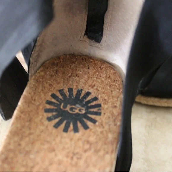 UGG Black Espadrilles Wedges Size 8 - Picture 5 of 9